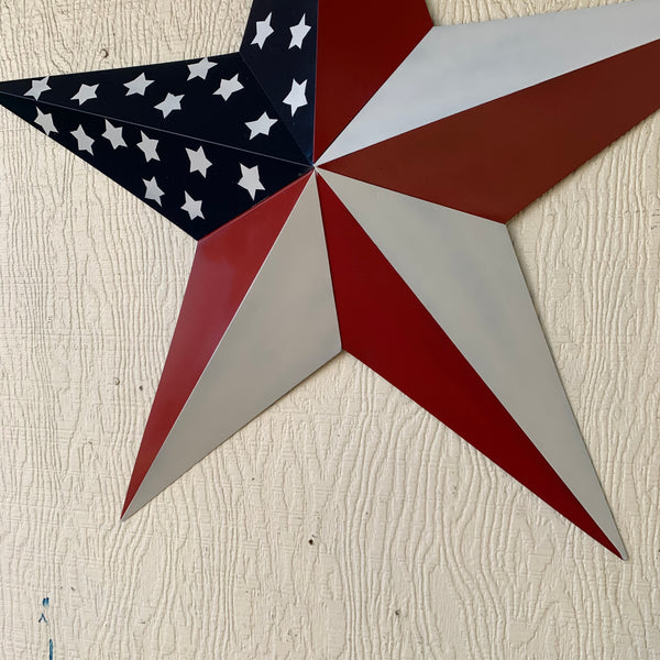 USA FLAG STAR STYLE# 5 RED WHITE & BLUE AMERICANA METAL BARN STAR WALL ART HANDMADE TO ORDER NEW