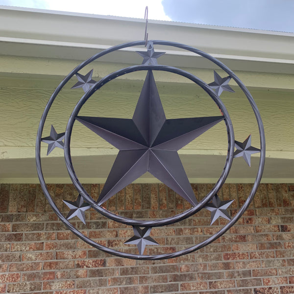 24" MULTI STAR BEADED COLIBROX BARN STAR METAL LONESTAR WESTERN HOME DECOR HANDMADE RUSTIC DARK BRONZE NEW