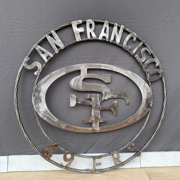 36" SAN FRANCISCO 49ERS CUSTOM RAW METAL VINTAGE CRAFT TEAM SIGN HAND MADE IN USA