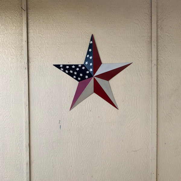 USA FLAG STAR STYLE# 5 RED WHITE & BLUE AMERICANA METAL BARN STAR WALL ART HANDMADE TO ORDER NEW