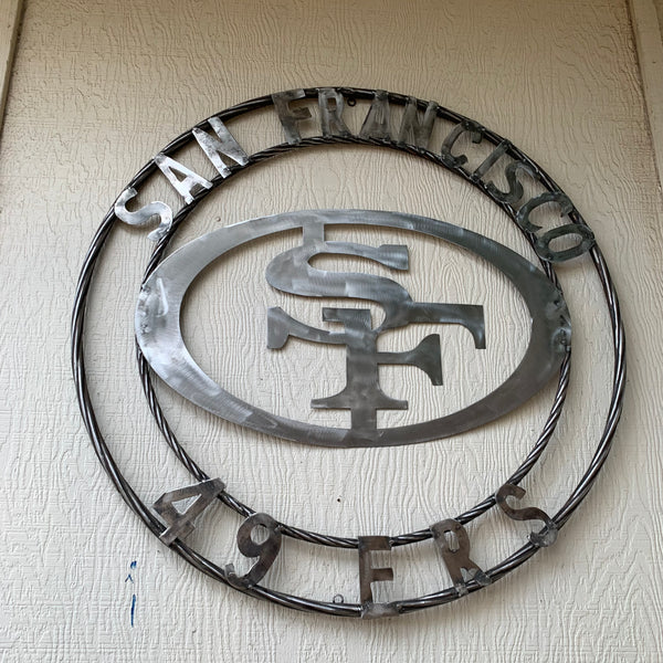 36" SAN FRANCISCO 49ERS CUSTOM RAW METAL VINTAGE CRAFT TEAM SIGN HAND MADE IN USA