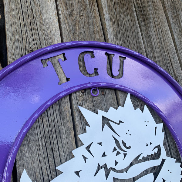 18",24",32" TCU HORNED FROGS CUSTOM METAL VINTAGE CRAFT TEAM SIGN WESTERN HOME DECOR HANDMADE