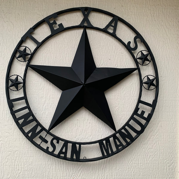 LINN SAN MANUEL STYLE YOUR CUSTOM NAME STAR METAL BARN LONE STAR 3d TWISTED ROPE RING WESTERN HOME DECOR HANDMADE NEW