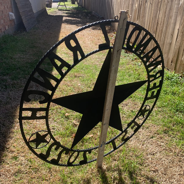 FERNANDEZ RANCH STYLE YOUR CUSTOM NAME STAR BARN STAR METAL LONE STAR WESTERN HOME DECOR RUSTIC BLACK HANDMADE 24",32",36",50"