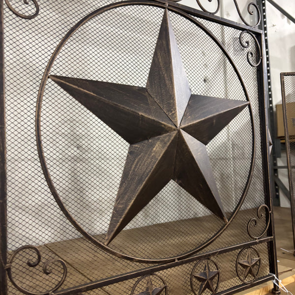 LONESTAR METAL FIREPLACE SCREEN W/ STAR 41.5" X 34.25" WESTERN HOME DECOR HANDMADE #EH80003