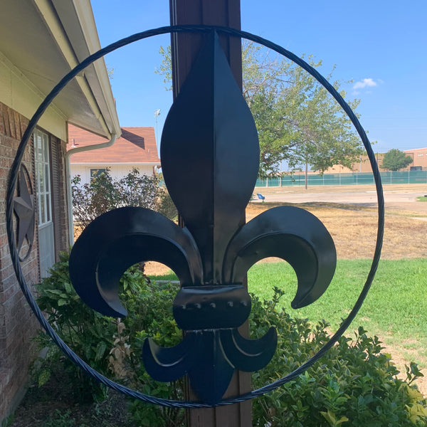 #EH10764 NAVY BLUE 24",36" FLEUR DE LIS METAL WALL ART SIGN WESTERN HOME DECOR HANDMADE NEW