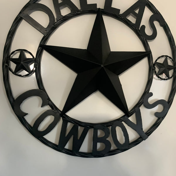 18" DALLAS COWBOYS BLACK STAR CUSTOM METAL VINTAGE LONE STAR WESTERN HOME DECOR HANDMADE