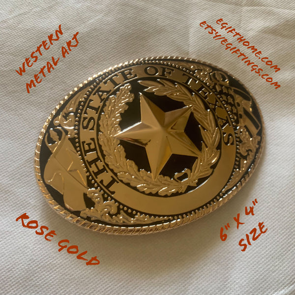 LONESTAR STATE ROSE GOLD STAR BELT BUCKLE LARGE WESTERN BUCKLE FASHION ART NEW #EH12264