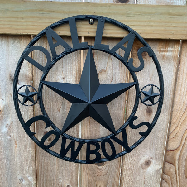 18" DALLAS COWBOYS BLACK STAR CUSTOM METAL VINTAGE LONE STAR WESTERN HOME DECOR HANDMADE