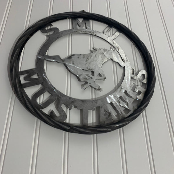 12",18",24",32",36" SMU MUSTANGS RAW METAL CUSTOM VINTAGE CRAFT WALL ART TEAM SIGN HANDMADE