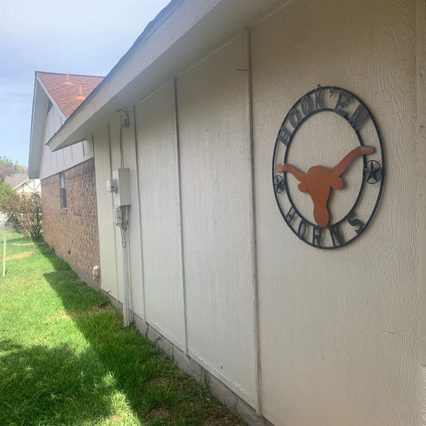 HOOKEM HORNS WITH LONE STAR TEXAS LONGHORNS HOOK EM METAL CUSTOM VINTAGE CRAFT WALL ART TEAM SIGN HANDMADE