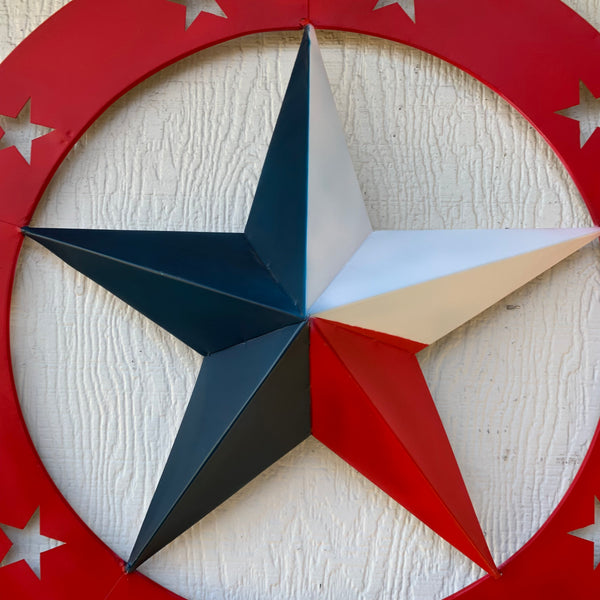24" WIDE BAND RING BARN STAR METAL LONE STAR 3d WALL ART WESTERN HOME DECOR HANDMADE NEW #EH12758
