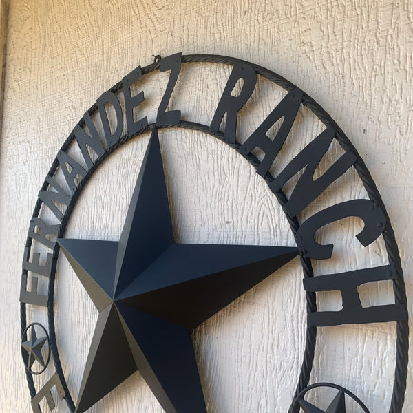 FERNANDEZ RANCH STYLE YOUR CUSTOM NAME STAR BARN STAR METAL LONE STAR WESTERN HOME DECOR RUSTIC BLACK HANDMADE 24",32",36",50"