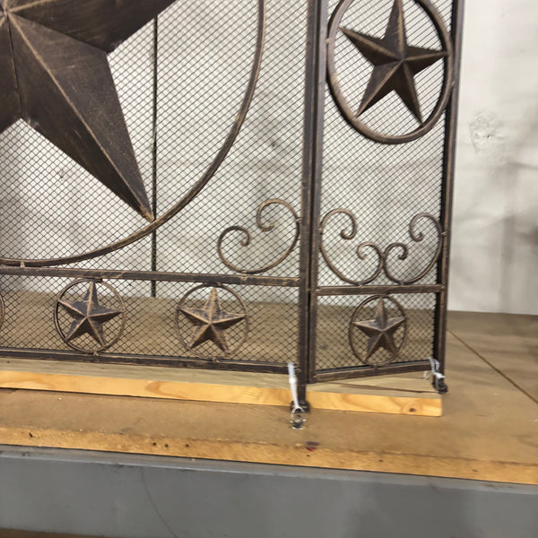 LONESTAR METAL FIREPLACE SCREEN W/ STAR 41.5" X 34.25" WESTERN HOME DECOR HANDMADE #EH80003