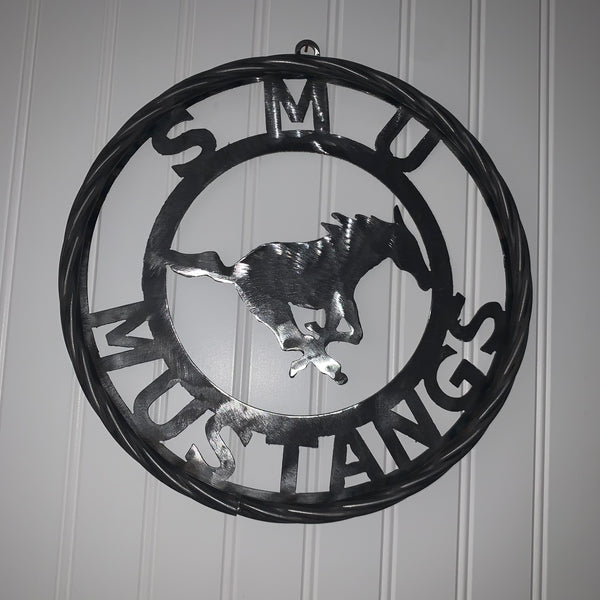 12",18",24",32",36" SMU MUSTANGS RAW METAL CUSTOM VINTAGE CRAFT WALL ART TEAM SIGN HANDMADE