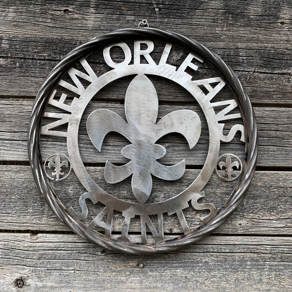 12", 18", 24 NEW ORLEANS SAINTS CUSTOM RAW METAL CRAFT SIGN WALL ART WESTERN HOME DECOR LASERCUT ART