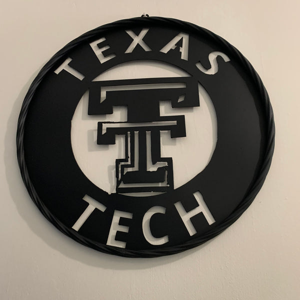 12",18",24",32",36" TEXAS TECH RUSTIC BLACK CUSTOM METAL VINTAGE CRAFT TEAM SIGN HANDMADE TO ORDER