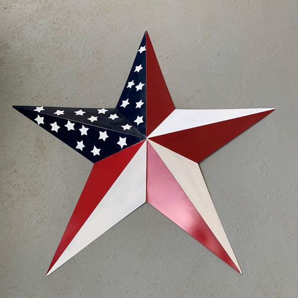 USA FLAG STAR STYLE# 5 RED WHITE & BLUE AMERICANA METAL BARN STAR WALL ART HANDMADE TO ORDER NEW