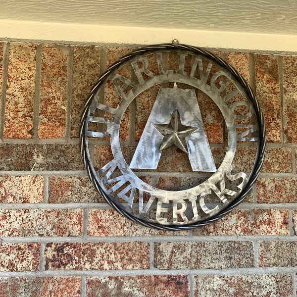 UTA ARLINGTON CUSTOM RAW METAL VINTAGE CRAFT TEAM SIGN WETSERN HOME DECOR HANDMADE