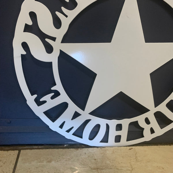 #EH11364 12" GOD BLESS OUR HOME METAL FLAT SIGN NOT 3D STAR LASERCUT ART WESTERN HOME DECOR HANDMADE NEW