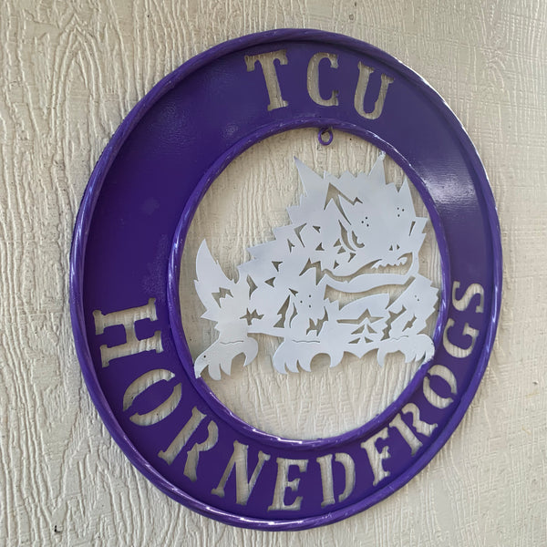 18",24",32" TCU HORNED FROGS CUSTOM METAL VINTAGE CRAFT TEAM SIGN WESTERN HOME DECOR HANDMADE