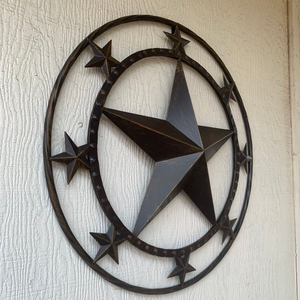 24" MULTI STAR BEADED COLIBROX BARN STAR METAL LONESTAR WESTERN HOME DECOR HANDMADE RUSTIC DARK BRONZE NEW