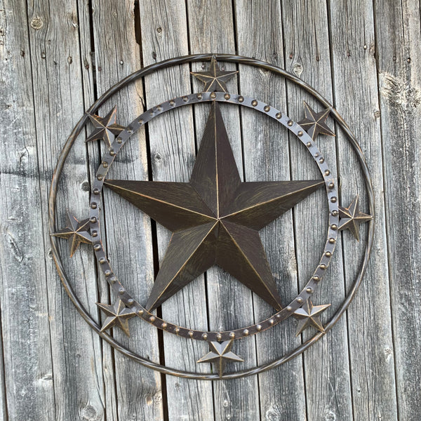 24" MULTI STAR BEADED COLIBROX BARN STAR METAL LONESTAR WESTERN HOME DECOR HANDMADE RUSTIC DARK BRONZE NEW