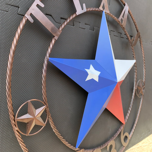 1836 TEXAS FLAG STAR RED WHITE BLUE TWISTED BRONZE RING WESTERN HOME DECOR HANDMADE NEW