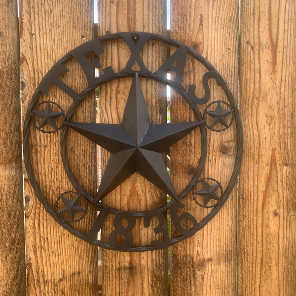 TEXAS 1836 BLACK BARN STAR METAL LONESTAR WESTERN HOME DECOR HANDMADE NEW 16",24",36",50"
