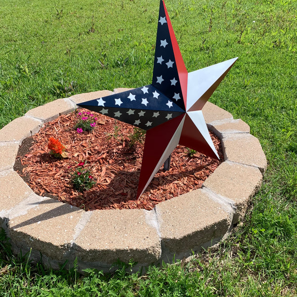 USA FLAG STAR STYLE# 5 RED WHITE & BLUE AMERICANA METAL BARN STAR WALL ART HANDMADE TO ORDER NEW