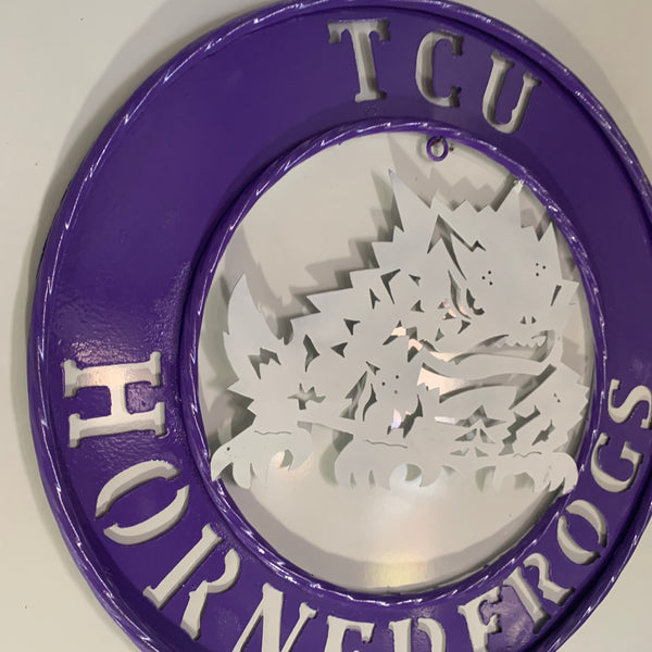 18",24",32" TCU HORNED FROGS CUSTOM METAL VINTAGE CRAFT TEAM SIGN WESTERN HOME DECOR HANDMADE