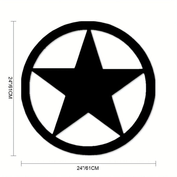 2D FLAT STAR BARN WITH RING PLAIN LASERCUT METAL RUSTIC BLACK STAR WALL ART WESTERN HOME DECOR HANDMADE #EH12824