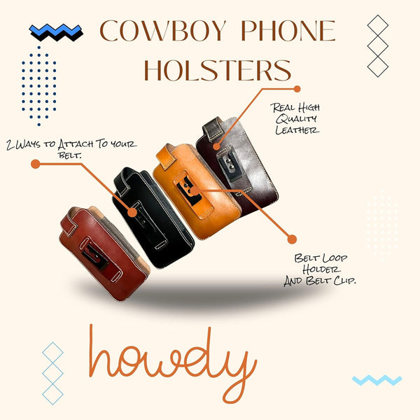 7" LONGHORN & KNIFE LEATHER POUCH HOLDER XTRA LARGE  BELT LOOP CELL PHONE CASE UNIVERSAL OVERSIZE #EH12303