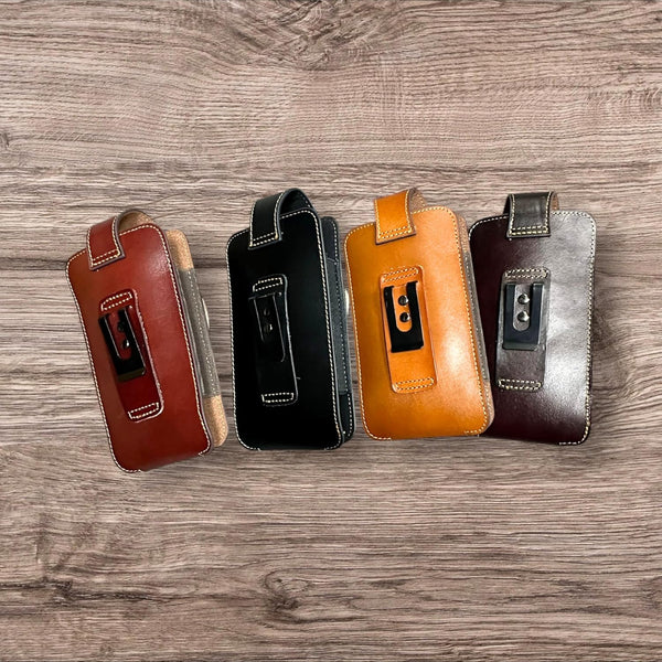 7" LONGHORN & KNIFE LEATHER POUCH HOLDER XTRA LARGE  BELT LOOP CELL PHONE CASE UNIVERSAL OVERSIZE #EH12303