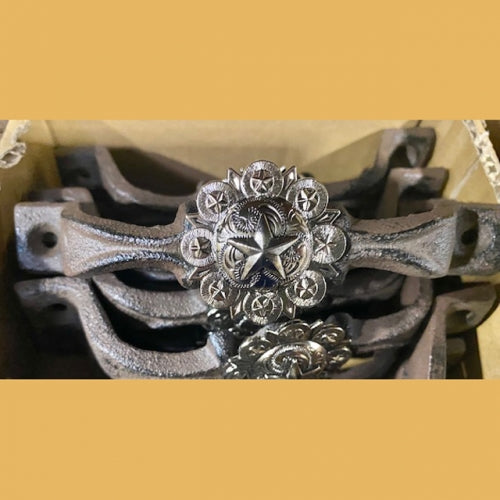 #SI_G072L MULTI STARS SILVER HANDLE CAST IRON METAL CABINET DRAWER PULL DOOR PULL GATE KITCHEN ART WESTERN HOME DECOR HANDMADE NEW