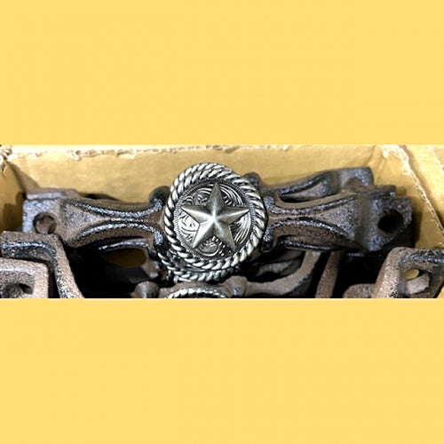 #SI_G072L STAR ROPE RING SILVER HANDLE CAST IRON METAL CABINET DRAWER PULL DOOR PULL GATE KITCHEN ART WESTERN HOME DECOR HANDMADE NEW