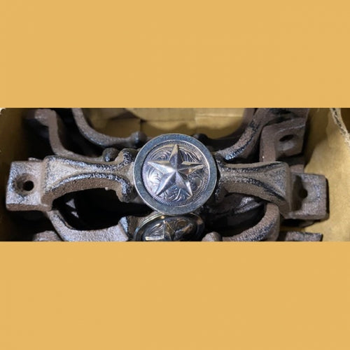 #SI_G072L STAR SOLID RING SILVER HANDLE CAST IRON METAL CABINET DRAWER PULL DOOR PULL GATE KITCHEN ART WESTERN HOME DECOR HANDMADE NEW