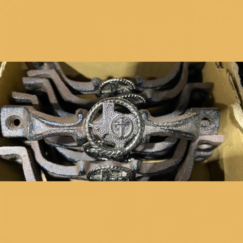 #SI_G072L STATE OF TEXAS MAP CROSS SILVER HANDLE CAST IRON METAL CABINET DRAWER PULL DOOR PULL GATE KITCHEN ART WESTERN HOME DECOR HANDMADE NEW