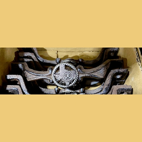 #SI_G072L STATE OF TEXAS MAP STAR SILVER HANDLE CAST IRON METAL CABINET DRAWER PULL DOOR PULL GATE KITCHEN ART WESTERN HOME DECOR HANDMADE NEW