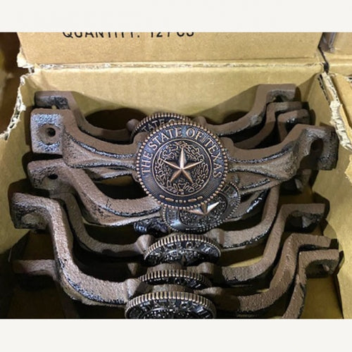 #SI_G072L STATE OF TEXAS SEAL COPPER HANDLE CAST IRON METAL CABINET DRAWER PULL DOOR PULL GATE KITCHEN ART WESTERN HOME DECOR HANDMADE NEW