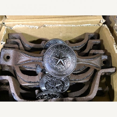 #SI_G072L STATE OF TEXAS SILVER HANDLE CAST IRON METAL CABINET DRAWER PULL DOOR PULL GATE KITCHEN ART WESTERN HOME DECOR HANDMADE NEW