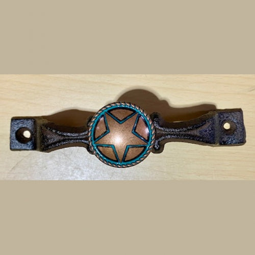 #SI_G072L TURQUOISE RING STAR COPPER HANDLE CAST IRON METAL CABINET DRAWER PULL DOOR PULL GATE KITCHEN ART WESTERN HOME DECOR HANDMADE NEW