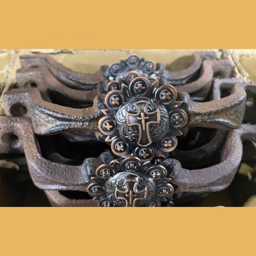 #SI_G072L CROSS COPPER HANDLE CAST IRON METAL CABINET DRAWER PULL DOOR PULL GATE KITCHEN ART WESTERN HOME DECOR HANDMADE NEW