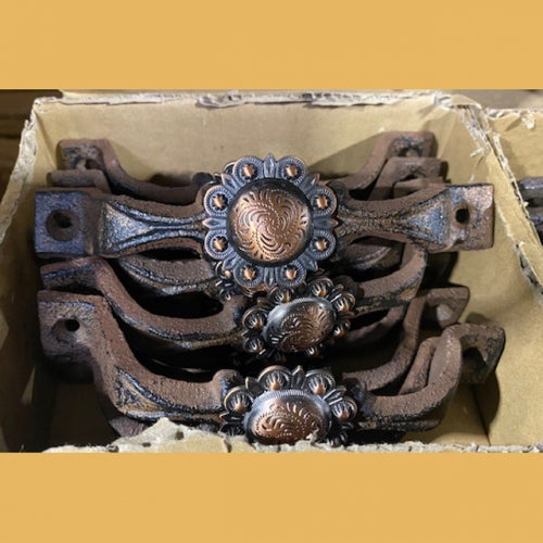 #SI_G072L PARSLEY COPPER HANDLE CAST IRON METAL CABINET DRAWER PULL DOOR PULL GATE KITCHEN ART WESTERN HOME DECOR HANDMADE NEW