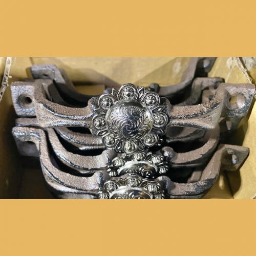 #SI_G072L PARSLEY SILVER HANDLE CAST IRON METAL CABINET DRAWER PULL DOOR PULL GATE KITCHEN ART WESTERN HOME DECOR HANDMADE NEW
