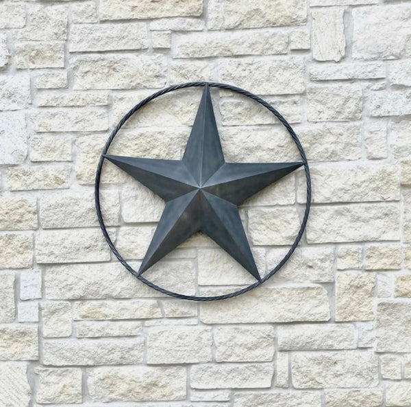 GREY STAR BARN METAL STAR TWISTED ROPE RING WESTERN HOME DECOR HANDMADE 12",24",36",48",60",72" #EH12022