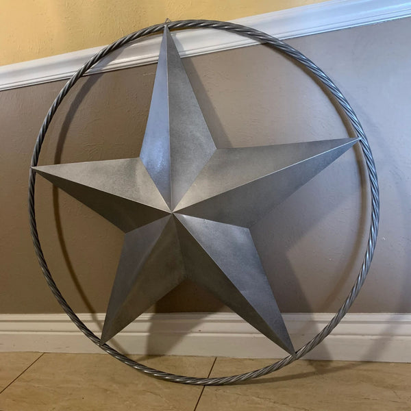GREY STAR BARN METAL STAR TWISTED ROPE RING WESTERN HOME DECOR HANDMADE 12",24",36",48",60",72" #EH12022