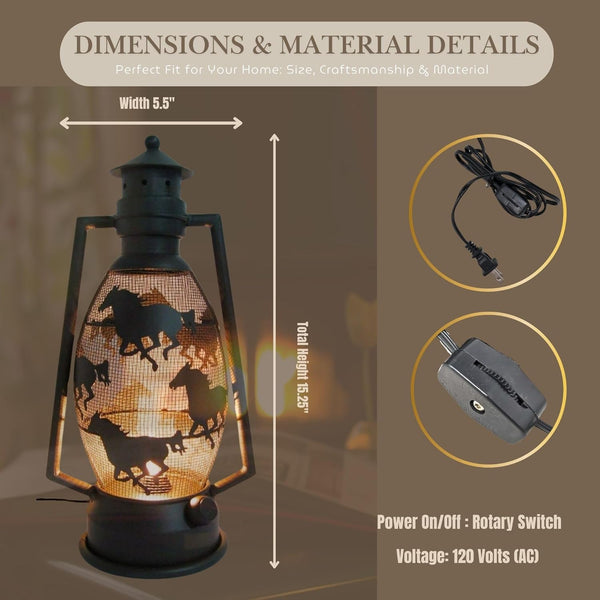 HORSE RUNNING METAL ART ELECTRIC LANTERN LAMP WESTERN HOME WALL DECOR LIGHTING #EH12729