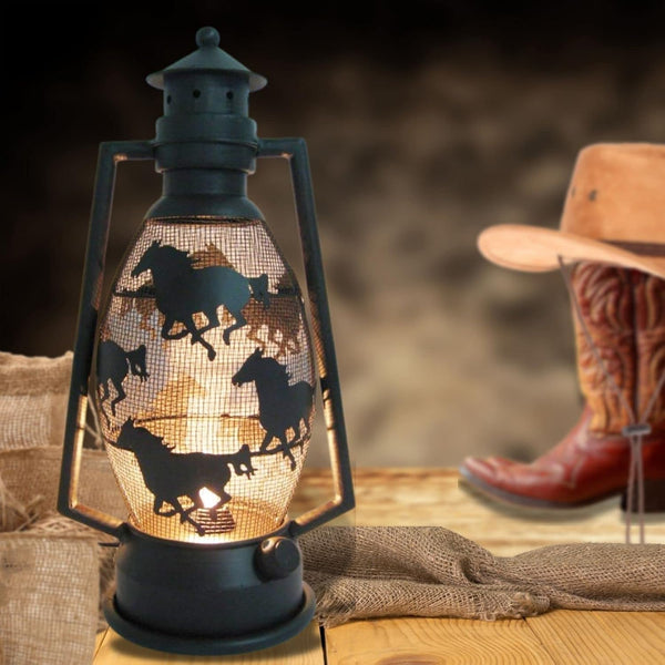 HORSE RUNNING METAL ART ELECTRIC LANTERN LAMP WESTERN HOME WALL DECOR LIGHTING #EH12729