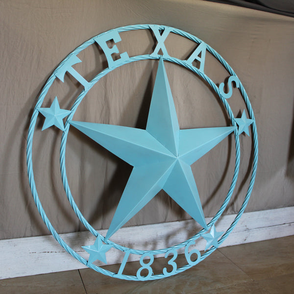 TEXAS 1836 TURQUOISE AQUA BARN METAL 3d LONESTAR WESTERN HOME DECOR NEW #EH12841 24",36",40",50"